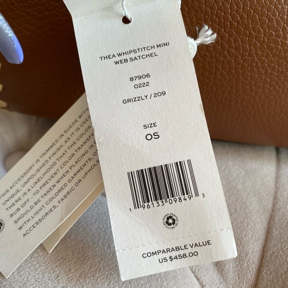 Tory Burch Thea Whipstitch Grizzly Mini Web Satchel - Picture 6 of 15